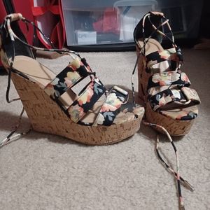 Adorable ankle tie wedges